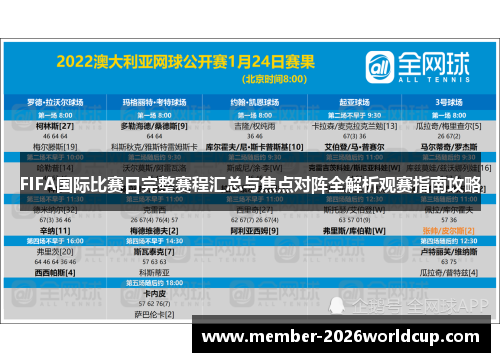 FIFA国际比赛日完整赛程汇总与焦点对阵全解析观赛指南攻略